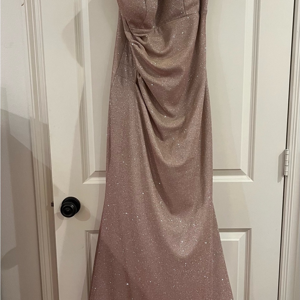 Strapless Glittering Gown in Shimmering Pink